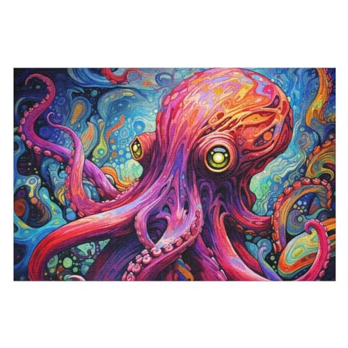 Oktopus Puzzle 1000 Teile, Holzpuzzle Für Erwachsene Kinder, Impossible Puzzles, Geschicklichkeitsspiel Für Die Ganze Familie （75×50cm） von DCCCY