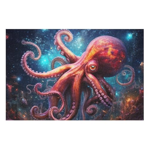 Oktopus Puzzle 1000 Teile, Holzpuzzle Für Erwachsene Kinder, Impossible Puzzles, Geschicklichkeitsspiel Für Die Ganze Familie （75×50cm） von DCCCY