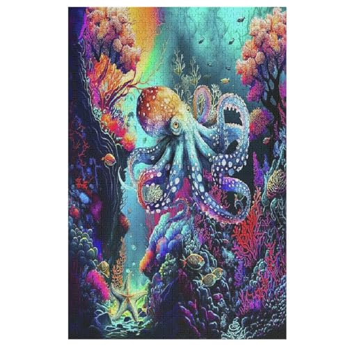 Oktopus-Puzzlespiel Aus Holz, 1000 Puzzleteile, Puzzle Für Teenager Und Erwachsene, Kreatives Spielzeug, Puzzles, 78×53cm von DCCCY