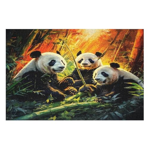 Panda Puzzle 1000 Teile, Holzpuzzle Herausforderndes GesKükenlichkeitsspiel Für Die Ganze Familie, Kinder Erwachsenenpuzzle Ab 12 Jahren （75×50cm） von DCCCY
