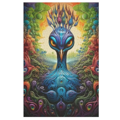 Pfau -Puzzle, 1000 Teile,Holzpuzzle Für Erwachsene Kinder, Lustiges Spielzeug, Denkspiel, Bildungsspiel, 78×53cm von DCCCY