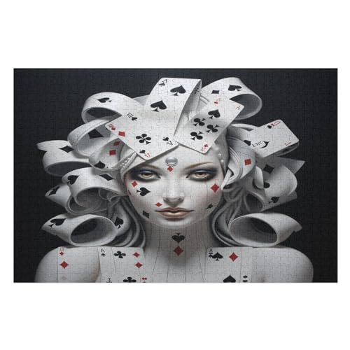 Pokerface Puzzles 1000 Teile Erwachsener Kniffel Spaß Für Die Ganze Familie, Holzpuzzle Kinder Erwachsene, Impossible Puzzle Schwer （75×50cm） von DCCCY