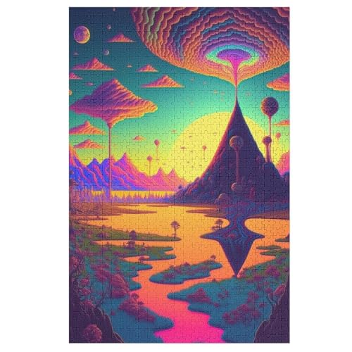Psychedelisch 1000 Teile Puzzles Für Erwachsene Holzpuzzle Familienpuzzlespiel Stressabbau-Puzzle Für Erwachsene Kinder Ab 12 Jahren 78×53cm von DCCCY