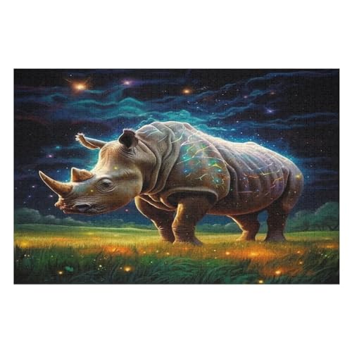Puzzle 1000 Teile Rhinozeros Holzpuzzle Für Erwachsene Lernspiel Herausforderungsspielzeug The Puzzles Für Erwachsene Kinder （75×50cm） von DCCCY