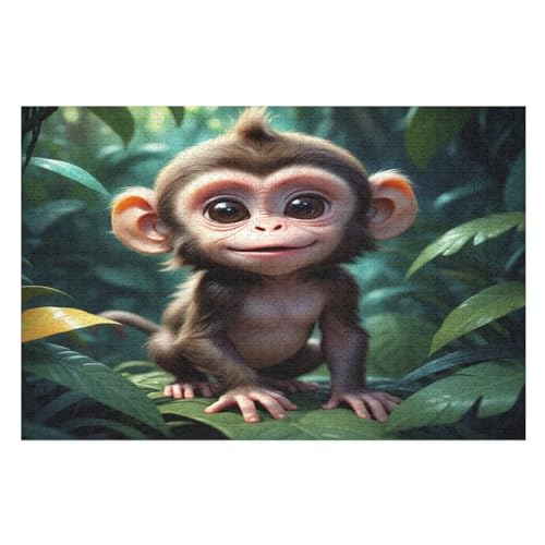 Puzzle 1000 Teile Süßer AFFE Holzpuzzle Für Erwachsene Lernspiel Herausforderungsspielzeug The Puzzles Für Erwachsene Kinder （75×50cm） von DCCCY
