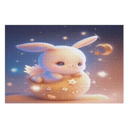 Puzzle 1000 Teile Süßes Kaninchen Holzpuzzle Für Erwachsene Lernspiel Herausforderungsspielzeug The Puzzles Für Erwachsene Kinder （75×50cm） von DCCCY
