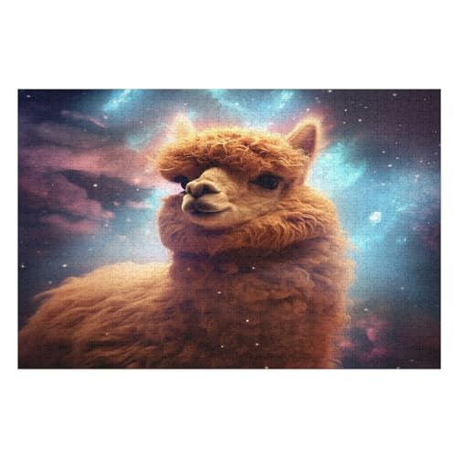 Puzzle Alpaka, 1000 Puzzleteile Für Kinder, Holzpuzzles, Geeignet Für Erwachsene Lernspiel, （75×50cm） von DCCCY