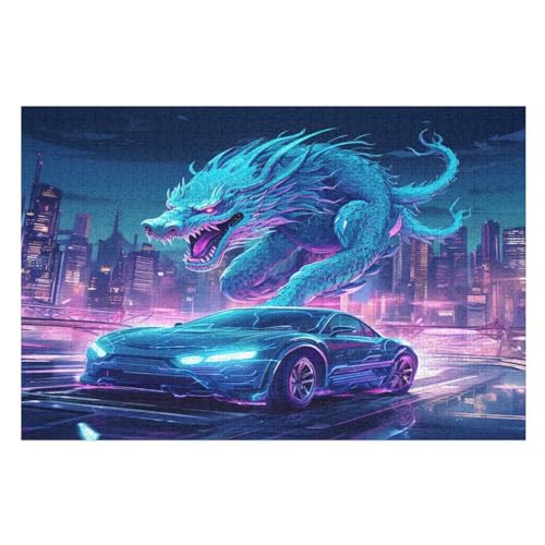 Puzzle Drache, 1000 Puzzleteile Für Kinder, Holzpuzzles, Geeignet Für Erwachsene Lernspiel, （75×50cm） von DCCCY