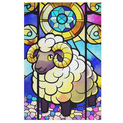 Puzzle Für Erwachsene, Schaf, 1000 Puzzleteile Für Kinder, Holzpuzzles, Geeignet Für Erwachsene Lernspiel, 78×53cm von DCCCY