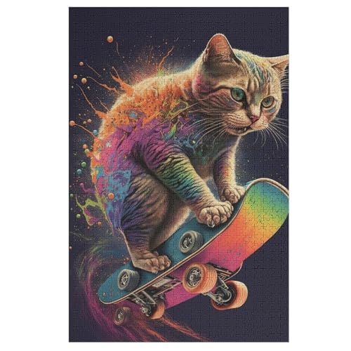 Puzzle Katze, 1000 Puzzleteile Für Kinder, Holzpuzzles, Geeignet Für Erwachsene Lernspiel, 78×53cm von DCCCY