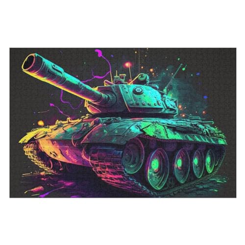 Puzzle Panzer, 1000 Puzzleteile Für Kinder, Holzpuzzles, Geeignet Für Erwachsene Lernspiel, （75×50cm） von DCCCY