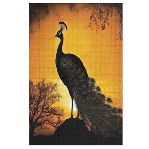 Puzzle Pfau, 1000 Puzzleteile Für Kinder, Holzpuzzles, Geeignet Für Erwachsene Lernspiel, 78×53cm von DCCCY