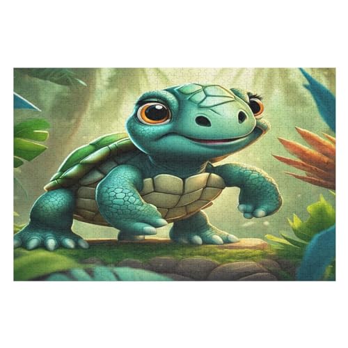 Puzzle Süß Schildkröte, 1000 Puzzleteile Für Kinder, Holzpuzzles, Geeignet Für Erwachsene Lernspiel, （75×50cm） von DCCCY