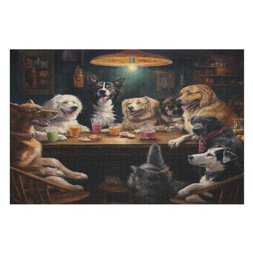 Puzzle Süßer Hund, 1000 Puzzleteile Für Kinder, Holzpuzzles, Geeignet Für Erwachsene Lernspiel, （75×50cm） von DCCCY