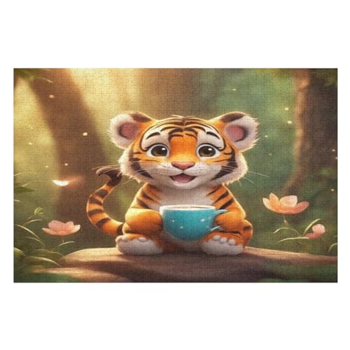 Puzzle Tiger, 1000 Puzzleteile Für Kinder, Holzpuzzles, Geeignet Für Erwachsene Lernspiel, （75×50cm） von DCCCY