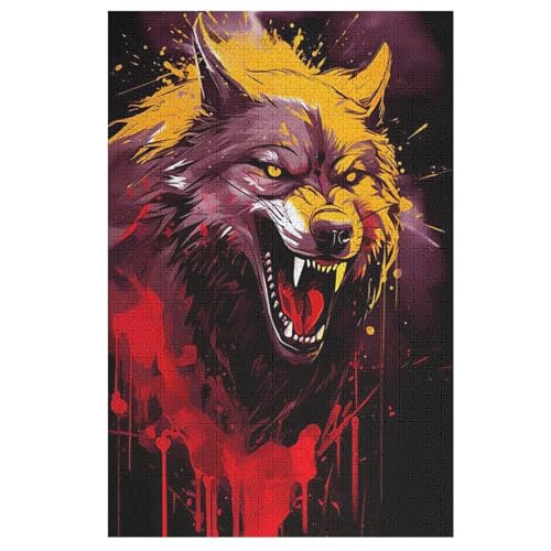 Puzzle Wolf, 1000 Puzzleteile Für Kinder, Holzpuzzles, Geeignet Für Erwachsene Lernspiel, 78×53cm von DCCCY