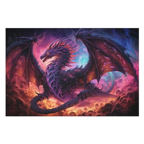 Puzzles Drache, 1000 Teile, Puzzle Aus Holz Für Erwachsene Und Kinder Ab 12 Jahren, Lernspielzeug （75×50cm） von DCCCY