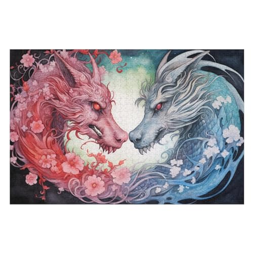 Puzzles Drache, 1000 Teile, Puzzle Aus Holz Für Erwachsene Und Kinder Ab 12 Jahren, Lernspielzeug （75×50cm） von DCCCY