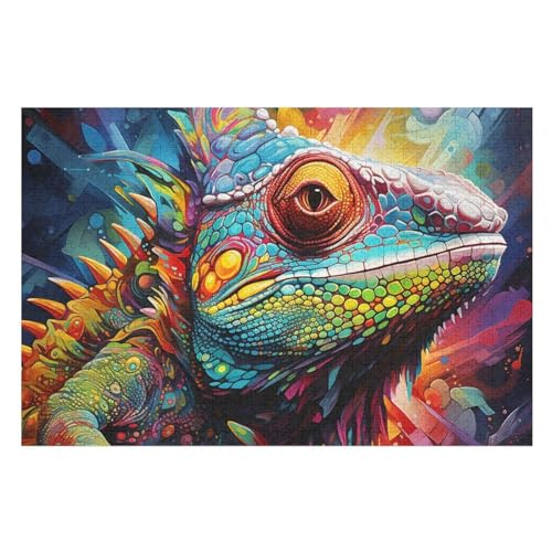 Puzzles Für Erwachsene, 1000 Teile, Chamäleon, Kreative Holzpuzzles, Praktisches Spiel, Familiendekoration （75×50cm） von DCCCY