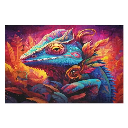 Puzzles Für Erwachsene, 1000 Teile, Chamäleon, Kreative Holzpuzzles, Praktisches Spiel, Familiendekoration （75×50cm） von DCCCY