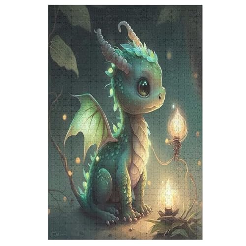 Puzzles Für Erwachsene, 1000 Teile, Cute Drache, Kreative Holzpuzzles, Praktisches Spiel, Familiendekoration 78×53cm von DCCCY