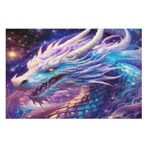 Puzzles Für Erwachsene, 1000 Teile, Drache, Kreative Holzpuzzles, Praktisches Spiel, Familiendekoration （75×50cm） von DCCCY
