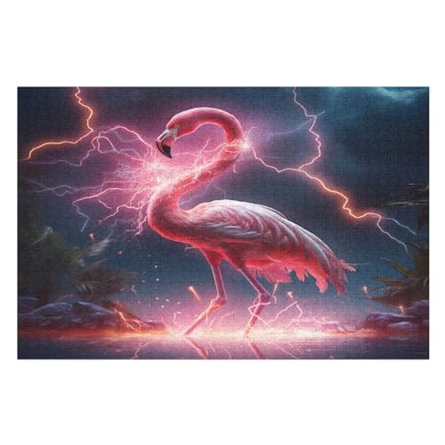 Puzzles Für Erwachsene, 1000 Teile, Flamingo, Kreative Holzpuzzles, Praktisches Spiel, Familiendekoration （75×50cm） von DCCCY