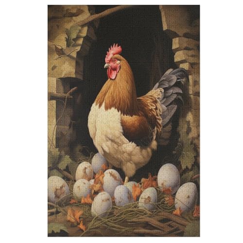 Puzzles Für Erwachsene, 1000 Teile, Hühner, Kreative Holzpuzzles, Praktisches Spiel, Familiendekoration 78×53cm von DCCCY