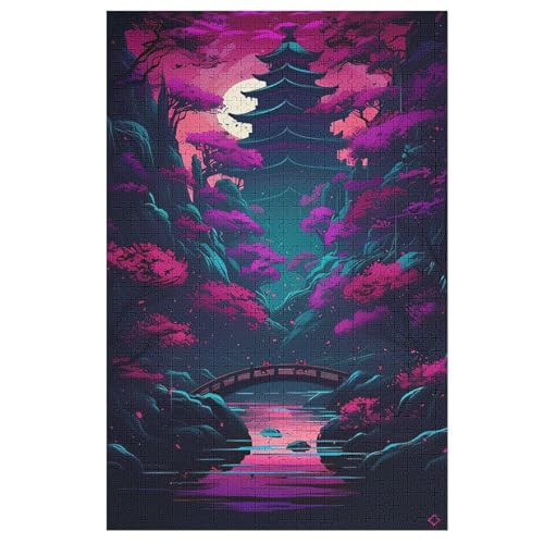 Puzzles Für Erwachsene, 1000 Teile, Japan Style, Kreative Holzpuzzles, Praktisches Spiel, Familiendekoration 78×53cm von DCCCY