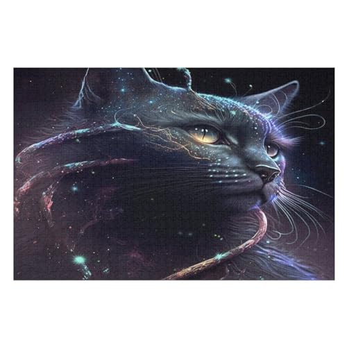 Puzzles Für Erwachsene, 1000 Teile, Katze, Kreative Holzpuzzles, Praktisches Spiel, Familiendekoration （75×50cm） von DCCCY