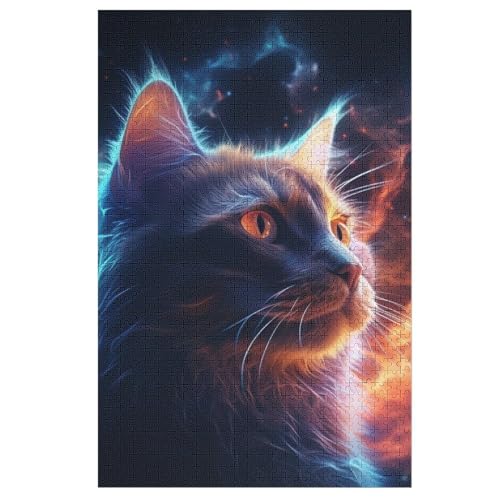 Puzzles Für Erwachsene, 1000 Teile, Katze, Kreative Holzpuzzles, Praktisches Spiel, Familiendekoration 78×53cm von DCCCY