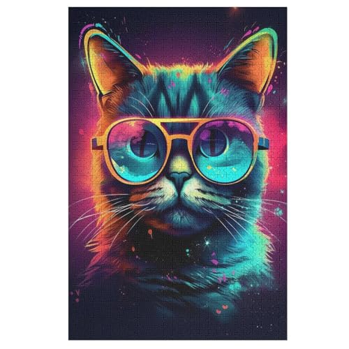 Puzzles Für Erwachsene, 1000 Teile, Katze, Kreative Holzpuzzles, Praktisches Spiel, Familiendekoration 78×53cm von DCCCY