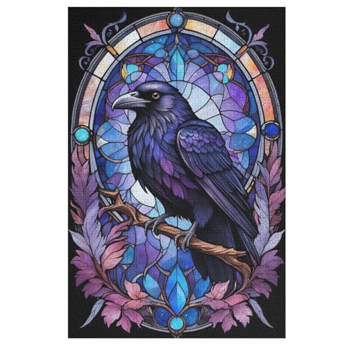 Puzzles Für Erwachsene, 1000 Teile, Krähe, Kreative Holzpuzzles, Praktisches Spiel, Familiendekoration 78×53cm von DCCCY
