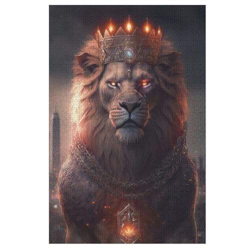 Puzzles Für Erwachsene, 1000 Teile, Löwe, Kreative Holzpuzzles, Praktisches Spiel, Familiendekoration 78×53cm von DCCCY