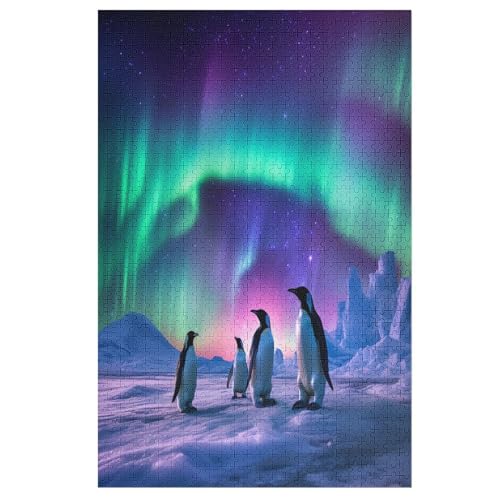 Puzzles Für Erwachsene, 1000 Teile, Pinguin, Kreative Holzpuzzles, Praktisches Spiel, Familiendekoration 78×53cm von DCCCY