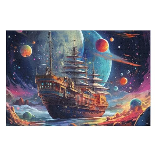 Puzzles Für Erwachsene, 1000 Teile, Piratnschiff, Kreative Holzpuzzles, Praktisches Spiel, Familiendekoration （75×50cm） von DCCCY