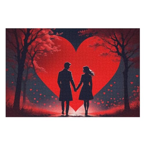 Puzzles Für Erwachsene, 1000 Teile, Romantisches Paar, Kreative Holzpuzzles, Praktisches Spiel, Familiendekoration （75×50cm） von DCCCY