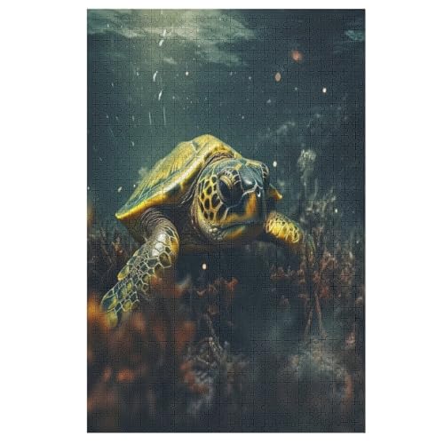 Puzzles Für Erwachsene, 1000 Teile, Schildkröte, Kreative Holzpuzzles, Praktisches Spiel, Familiendekoration 78×53cm von DCCCY