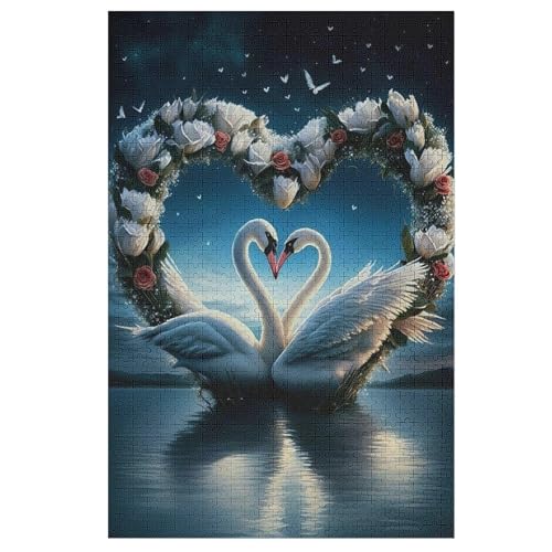 Puzzles Für Erwachsene, 1000 Teile, Schwan, Kreative Holzpuzzles, Praktisches Spiel, Familiendekoration 78×53cm von DCCCY