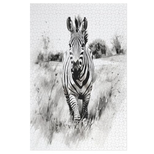 Puzzles Für Erwachsene, 1000 Teile, Zebra, Kreative Holzpuzzles, Praktisches Spiel, Familiendekoration 78×53cm von DCCCY