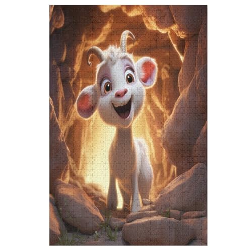 Puzzles Für Erwachsene, 1000 Teile, Ziege, Kreative Holzpuzzles, Praktisches Spiel, Familiendekoration 78×53cm von DCCCY