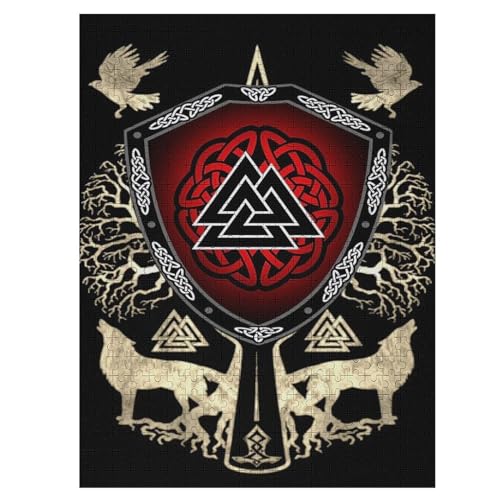Puzzles Für Erwachsene, 500 Teile, Wikingermythos, Kreative Holzpuzzles, Praktisches Spiel, Familiendekoration 55×41cm von DCCCY