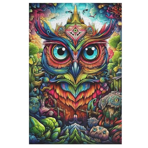 Puzzles Für Erwachsene, Eule Puzzle, 1000 Teile, Kreatives, Geistiges Spielzeug, Kinder, Montagespiele 78×53cm von DCCCY