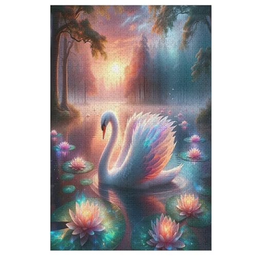 Puzzles Für Erwachsene, Schwan Puzzle, 1000 Teile, Kreatives, Geistiges Spielzeug, Kinder, Montagespiele 78×53cm von DCCCY