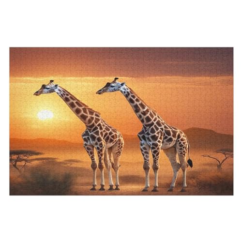 Puzzles Für Erwachsene Giraffe,1000-teilige Puzzle Für Kinder Ab 12 Jahren, Holzpuzzles Für Die Heimdekoration, （75×50cm） von DCCCY
