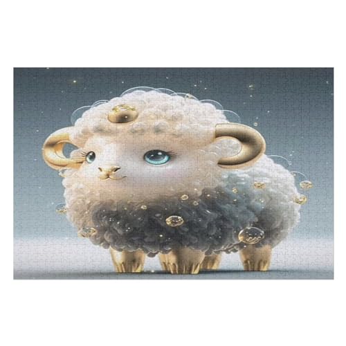 Puzzles Für Erwachsene Süßes Schaf,1000-teilige Puzzle Für Kinder Ab 12 Jahren, Holzpuzzles Für Die Heimdekoration, （75×50cm） von DCCCY