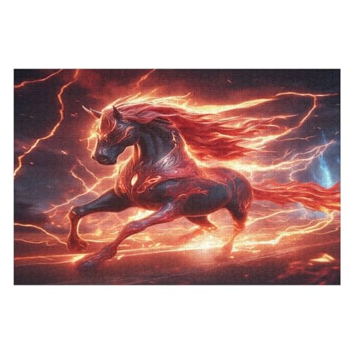 Puzzles Für Erwachsene Und Kinder, Flame Horse -Puzzle, 1000 Teile, Kreative Holzpuzzles, Geschenke （75×50cm） von DCCCY