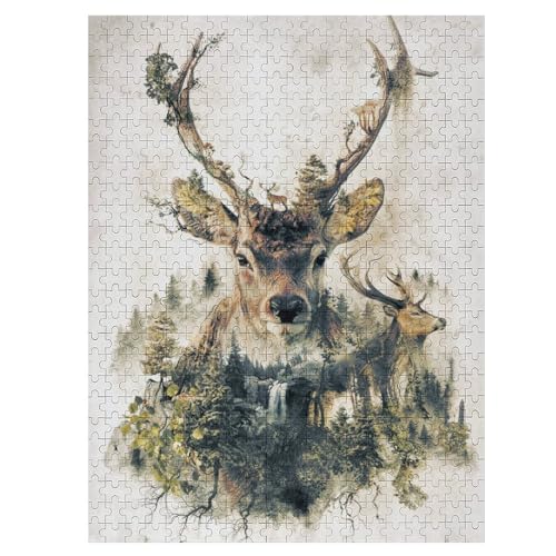 Puzzles Für Erwachsene Und Kinder, Hirsch -Puzzle, 500 Teile, Kreative Holzpuzzles,Für Erwaschsene, Geschenke 55×41cm Puzzles Für Erwachsene Und Kinder, Hirsch -Puzzle, 500 Teile, Kreative Holzpuzzles,Für Erwaschsene, Geschenke 55×41cm von DCCCY