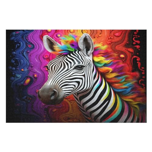 Puzzles Für Erwachsene Zebra,1000-teilige Puzzle Für Kinder Ab 12 Jahren, Holzpuzzles Für Die Heimdekoration, （75×50cm） von DCCCY