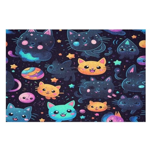 Puzzles Katze, 1000 Teile, Puzzle Aus Holz Für Erwachsene Und Kinder Ab 12 Jahren, Lernspielzeug （75×50cm） von DCCCY
